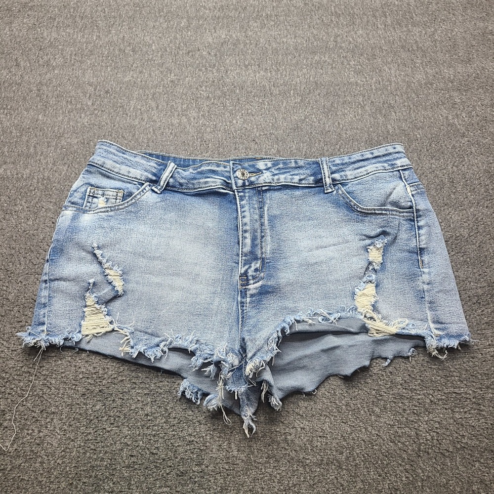 Unbranded Denim Shorts Women XL Blue Excellent Distressed Cutoff High Rise